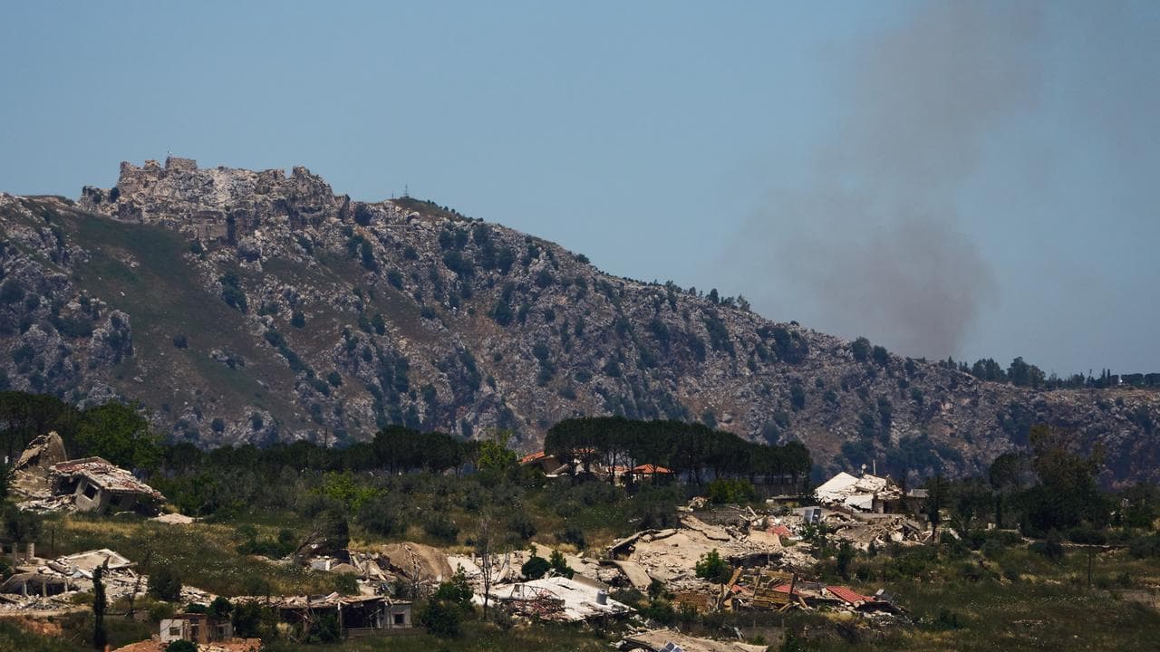 Smoke rises near the Beaufort Castle in southern Lebanon