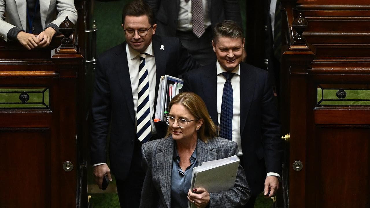 Anthony Carbines Jacinta Allan and Ben Carroll