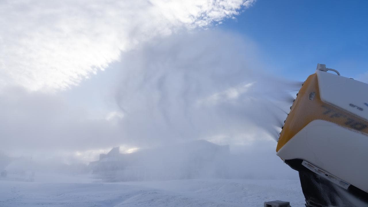 Snow making on the first day of winter at Perisher