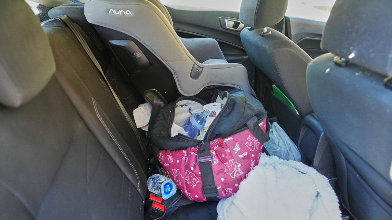 Childcare bag of Palestinian baby boy Sam Fahd Abu Haikal