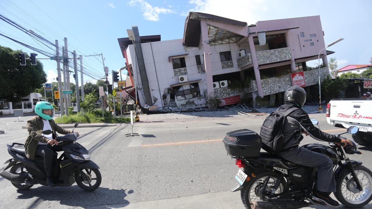 A collapsed structure after a quake in General Santos, Philippines