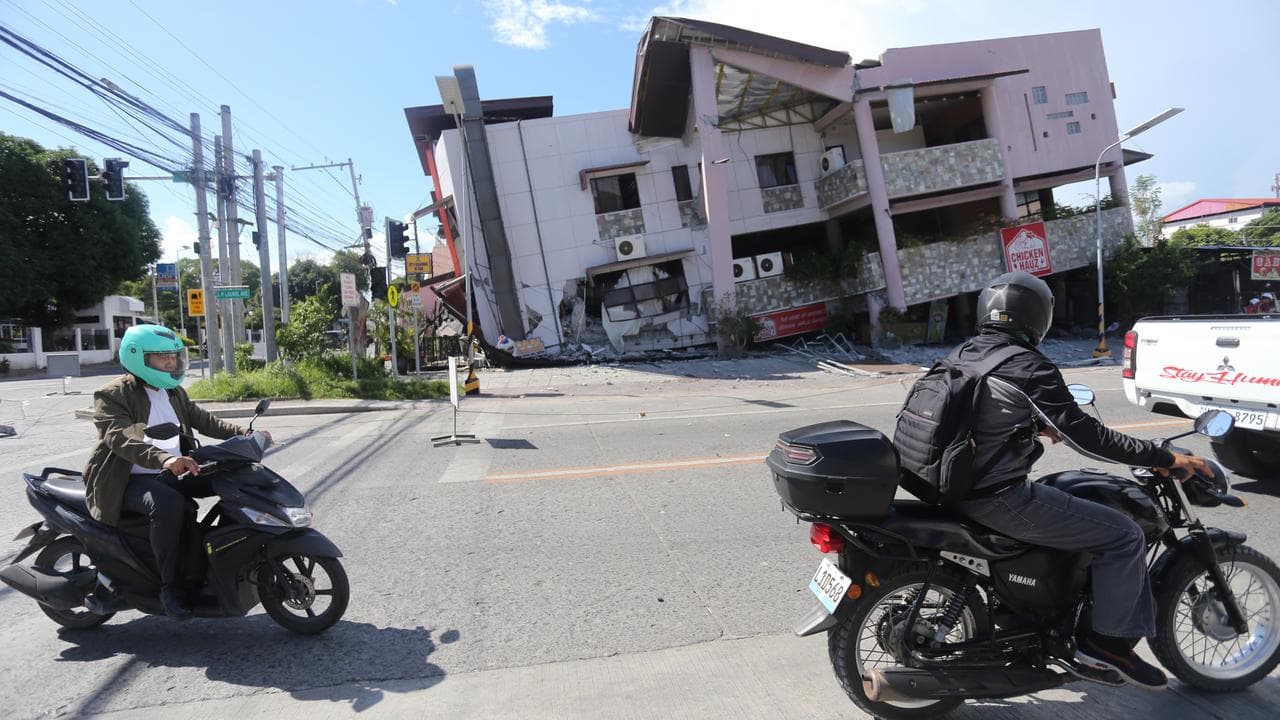A collapsed building after a quake in General Santos, Philippines