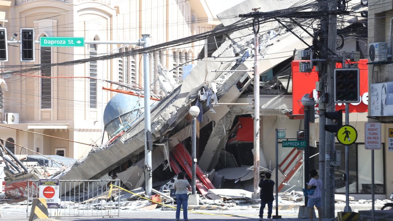A damaged building after an earthquake in General Santos, Philippines