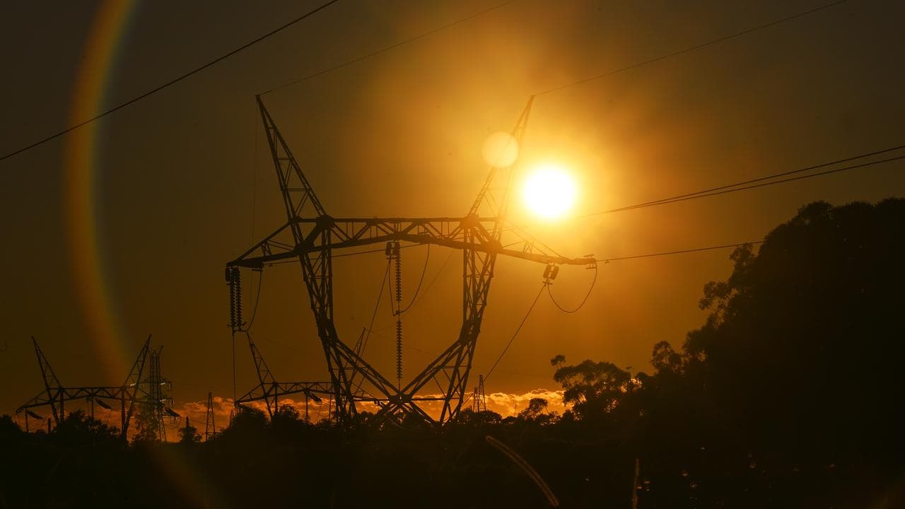 Electricity transmission lines are seen on the Gold Coast.
