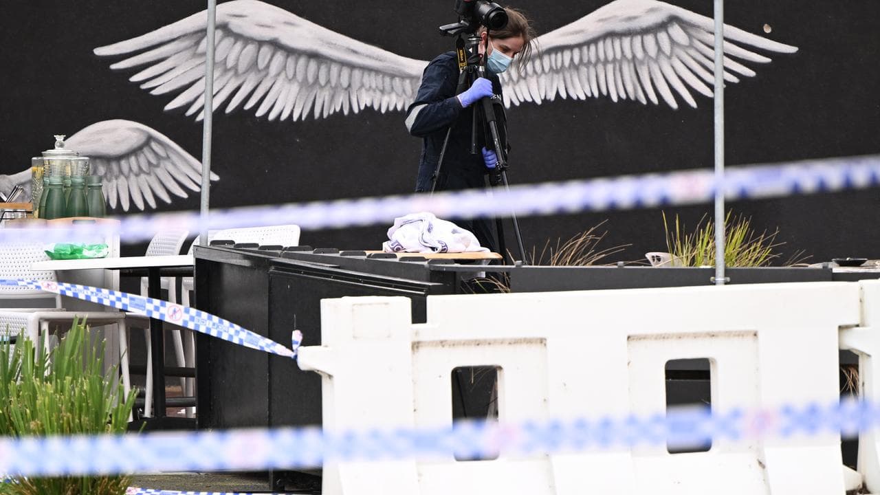 Victoria Police working at the scene of a fatal shooting at Keilor
