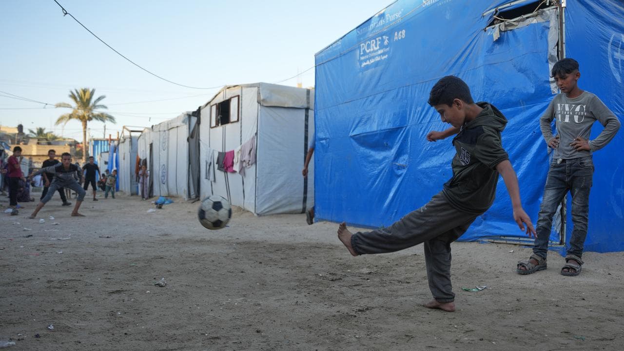 Boys playing soccer
