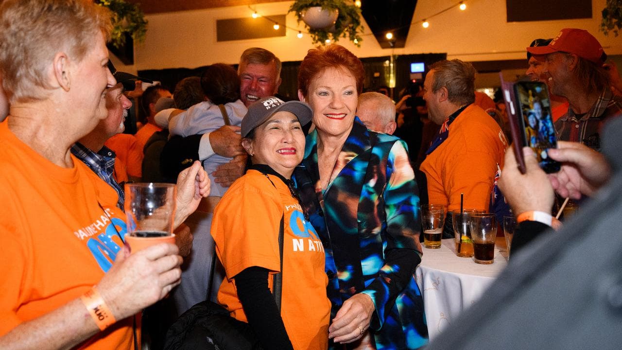 One Nation leader Pauline Hanson with a supporter (file image)