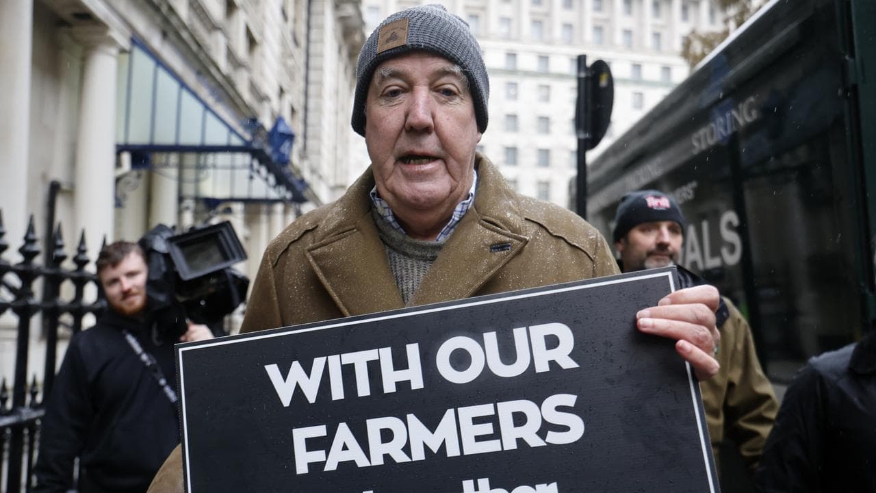 Jeremy Clarkson at a protest in Westminster in central London, Britain