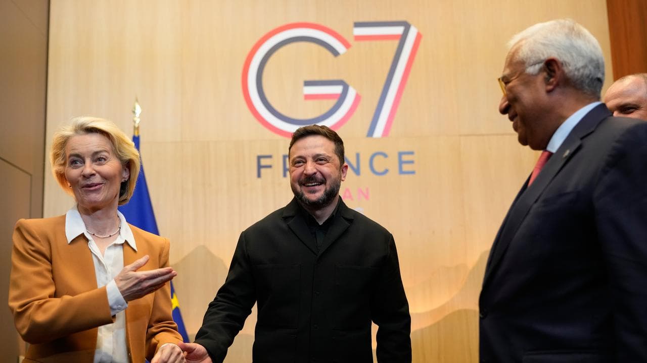 Ukrainian President Volodymyr Zelenskiy at the G7 summit in France