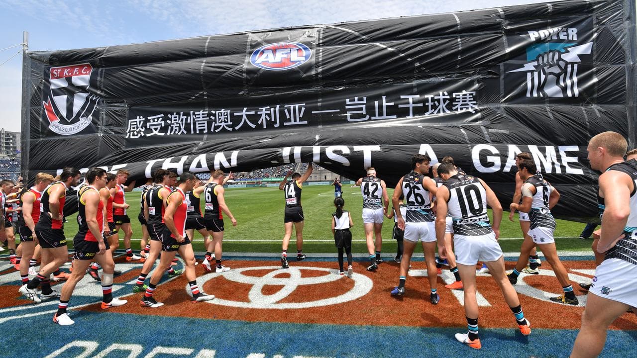 St Kilda and Port Adelaide banner.