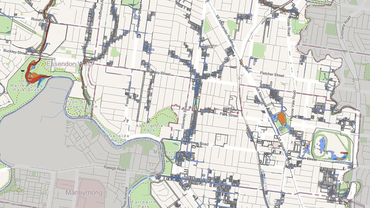 Melbourne Water's flood map show risks in parts of Moonee Valley