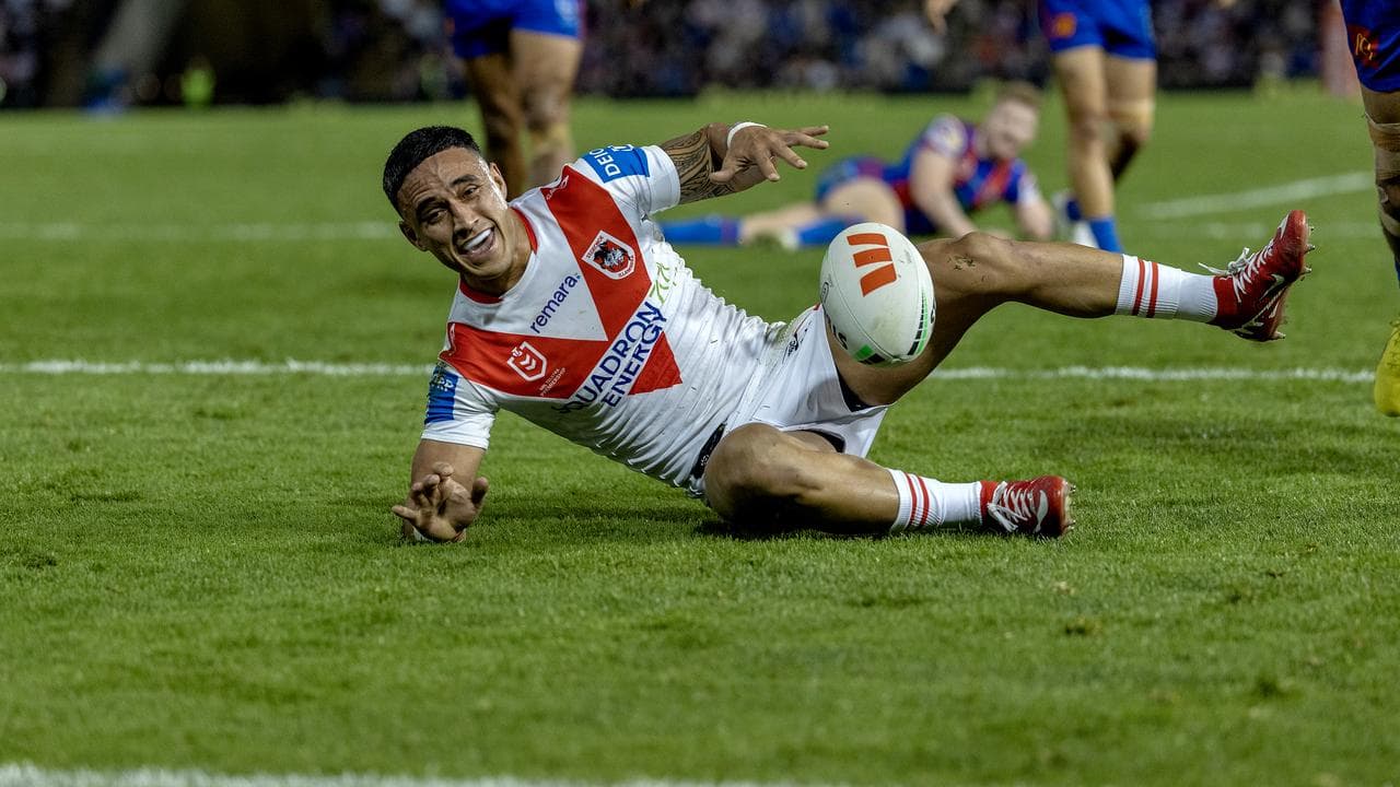 Valentine Holmes of the Dragon after scoring a try