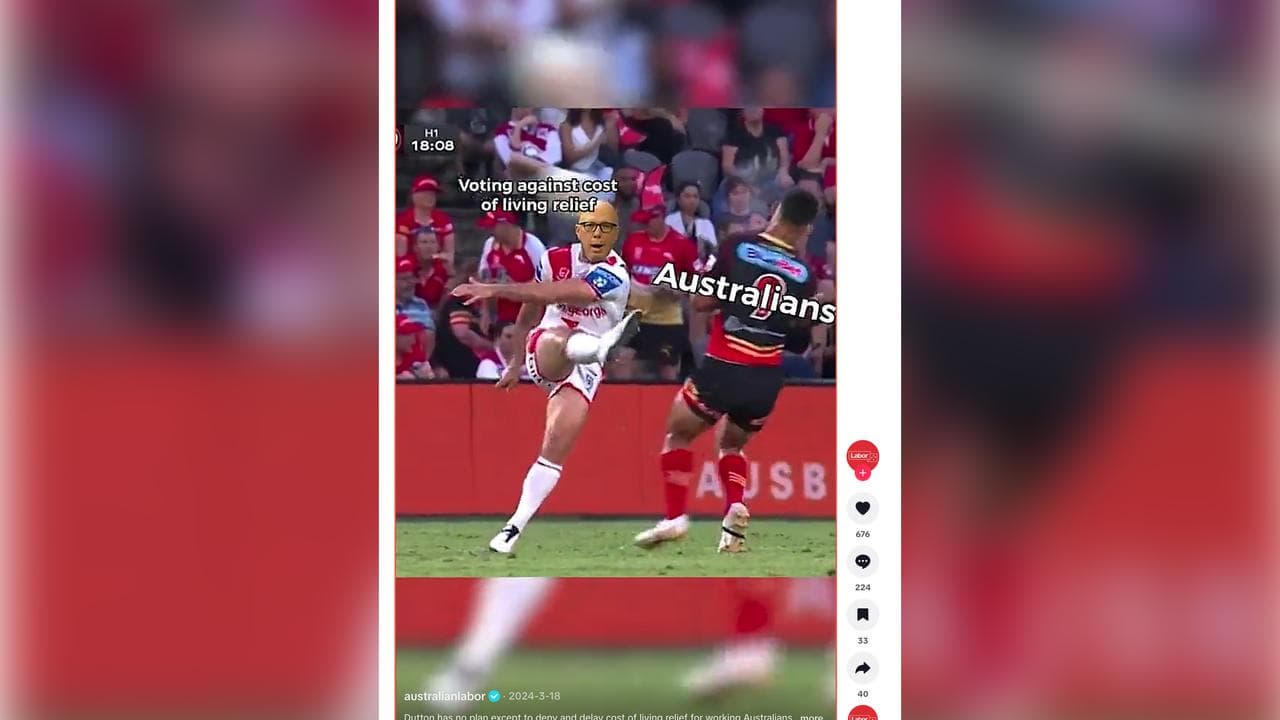 A Labor post depicting Peter Dutton as an NRL player