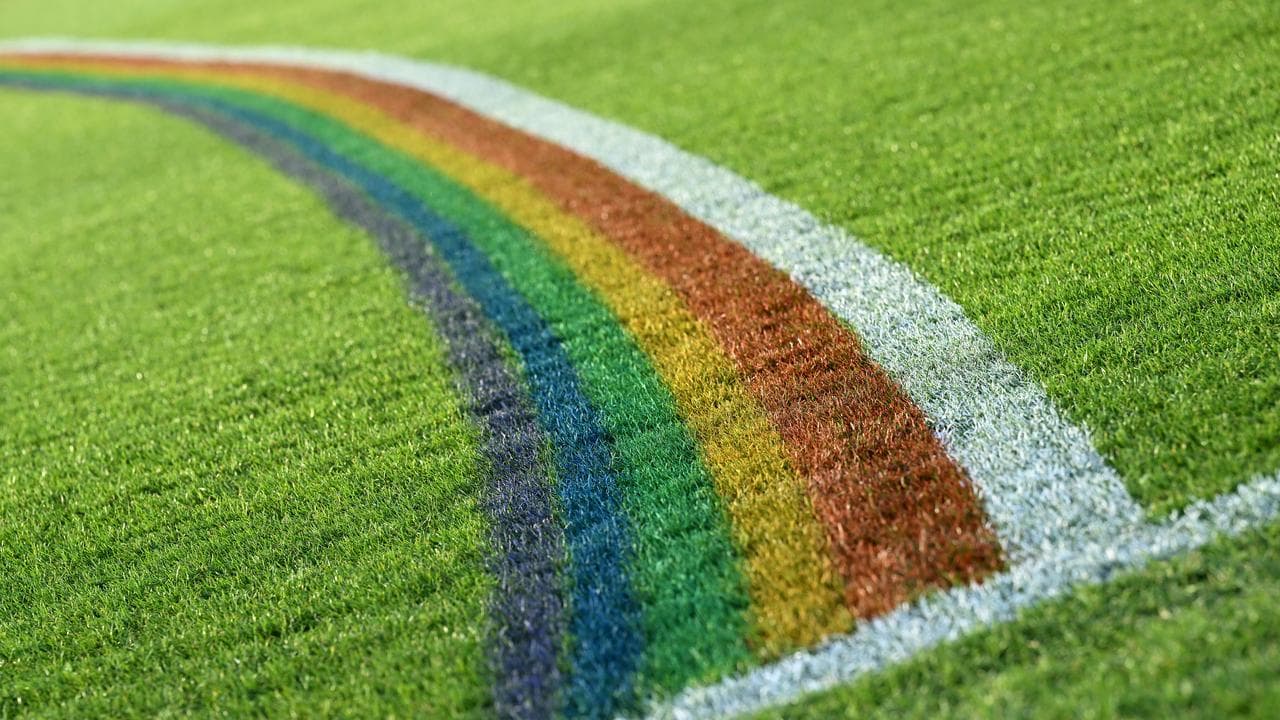 Rainbow on the field.
