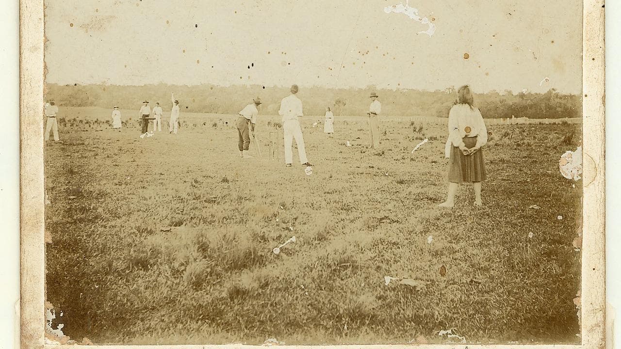 Residents of Cosme, Paraguay, playing cricket