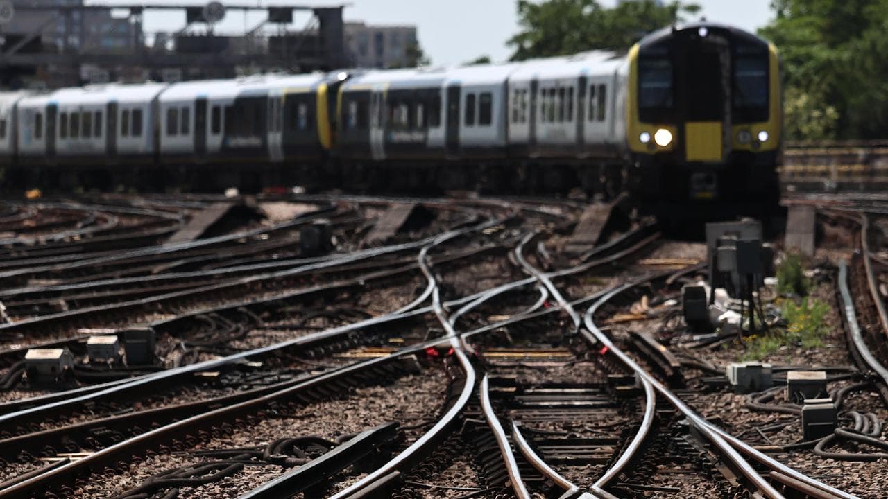 Railway tracks at Waterloo Station in London, Britain