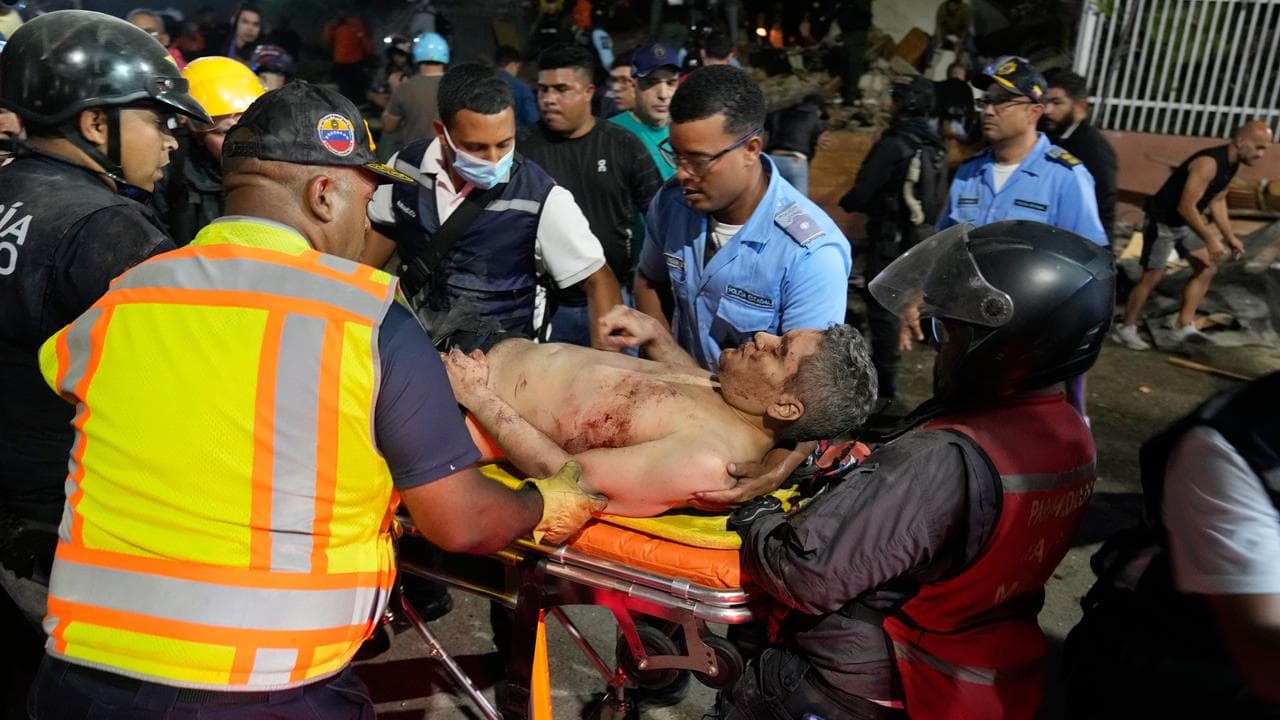 An injured man after an earthquake in Caracas, Venezuela