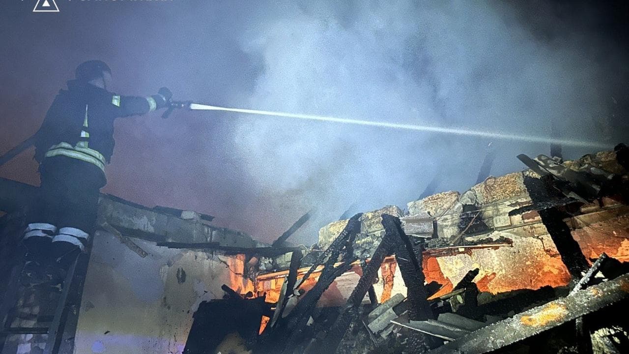 Fire after a Russian drone attack in Zaporizhzhia, Ukraine