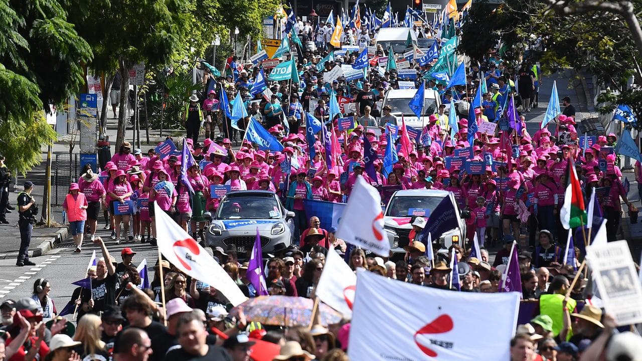 Labor Day rally in the Brisbane CBD