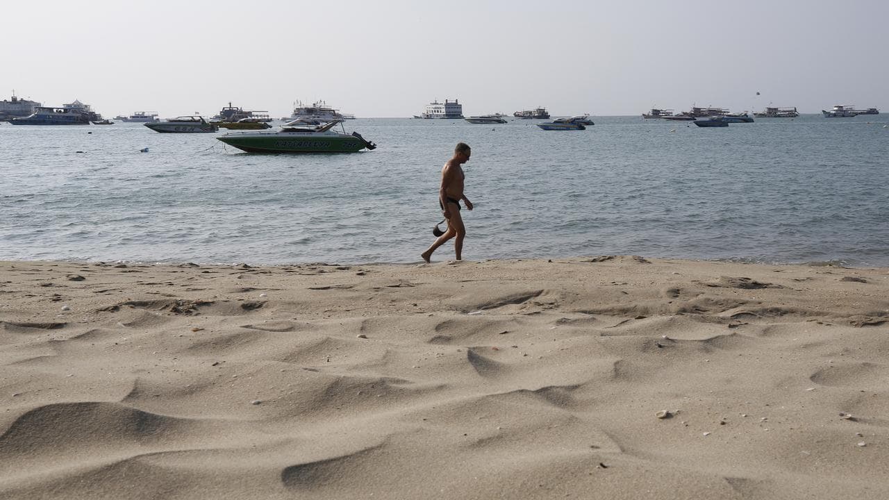 An empty beach in Pattaya city, Chonburi province, Thailand