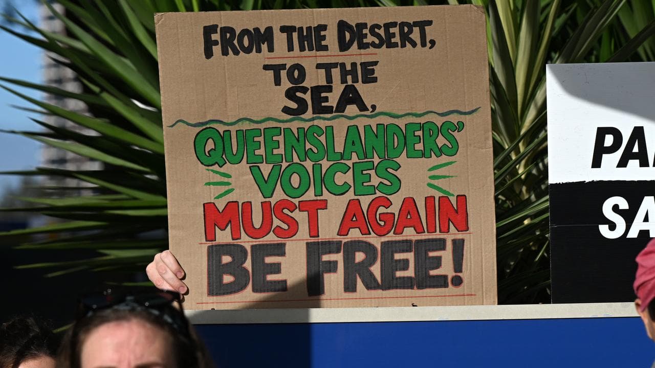 Protesters outside court