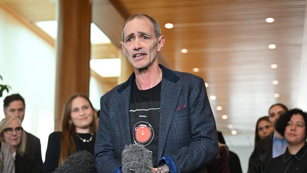 Andy Griffiths speaks to the media