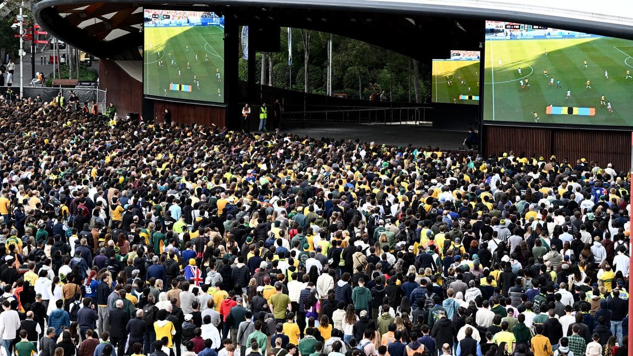 A crowded live site for Australia's match against Paraguay
