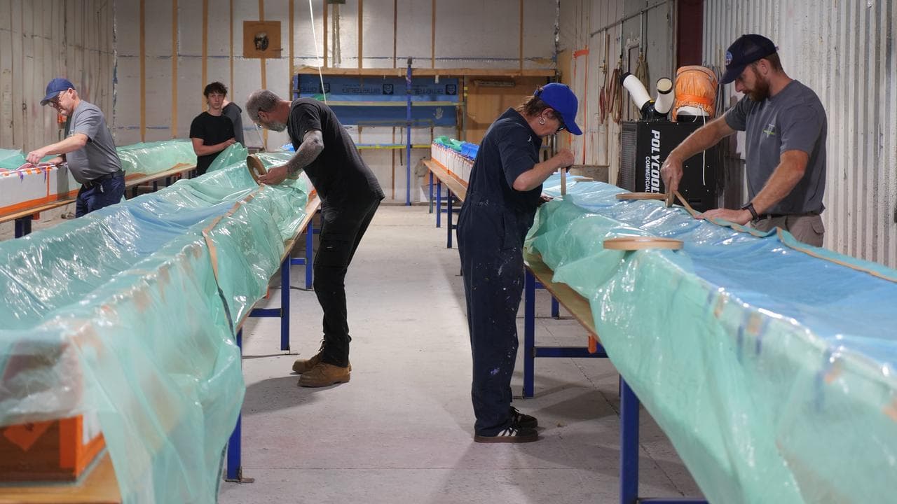Monuments for Fishes by artist Mikala Dwyer shown in production