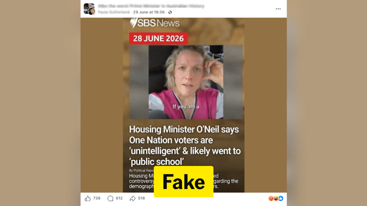 A screenshot of a fake news report