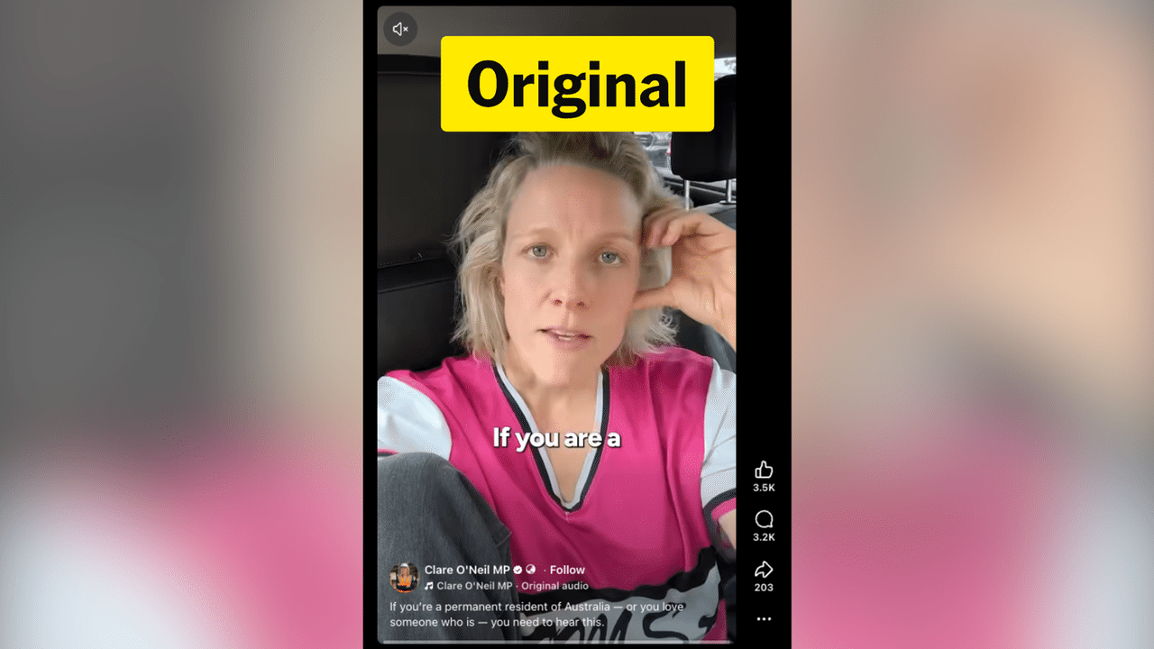 Screensot of original Clare O'Neil video