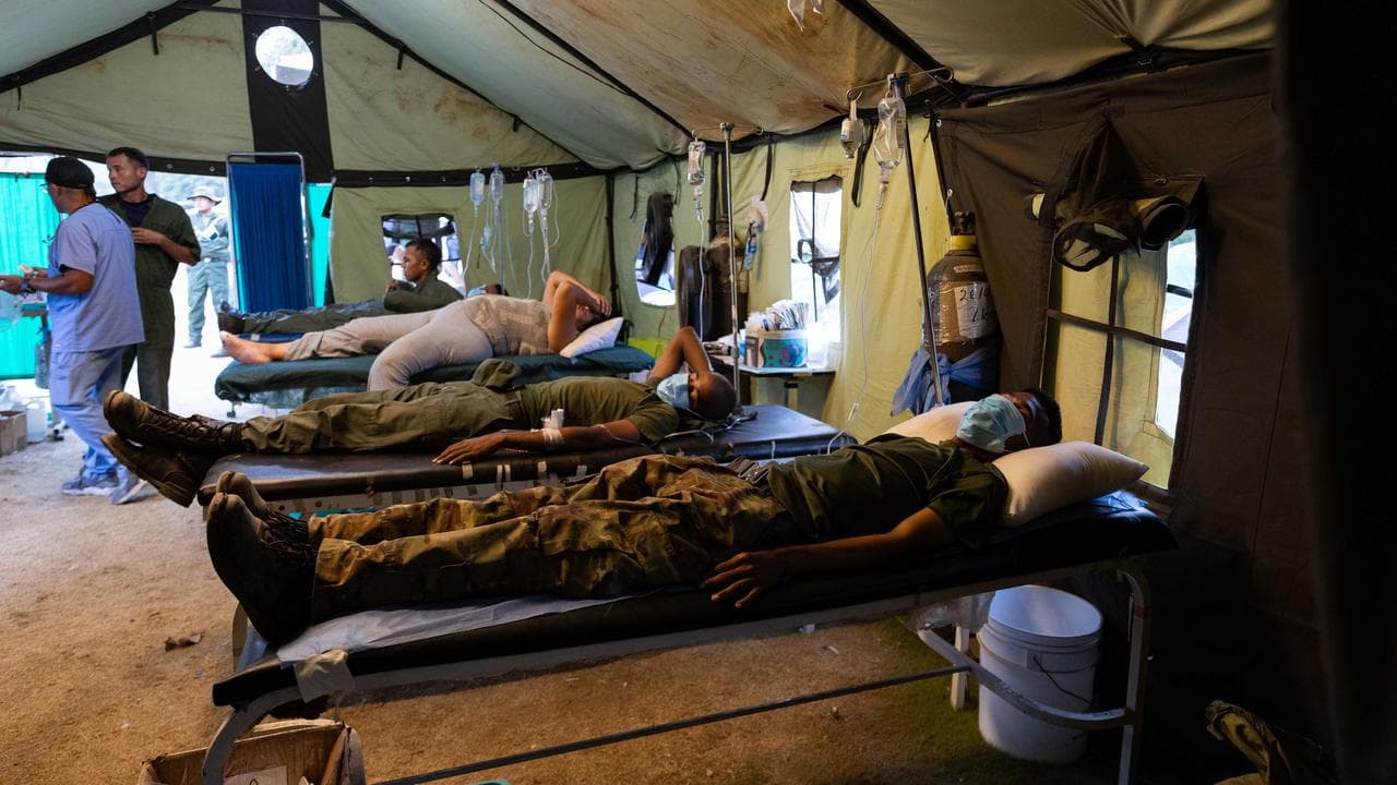 A makeshift army hospital
