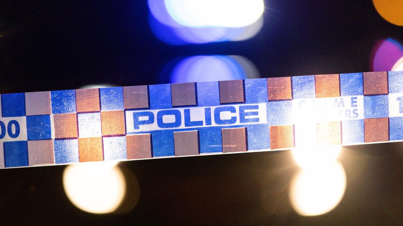 police tape at night