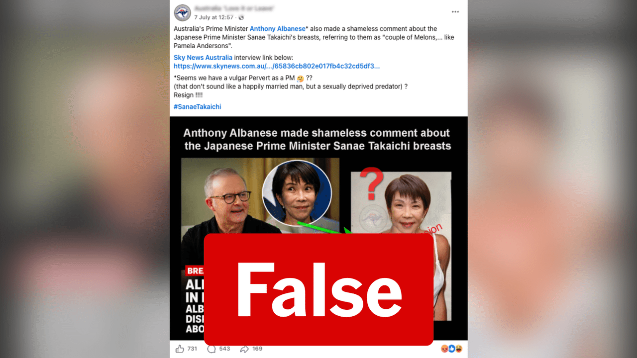 Screenshot of a Facebook post making the false claim.