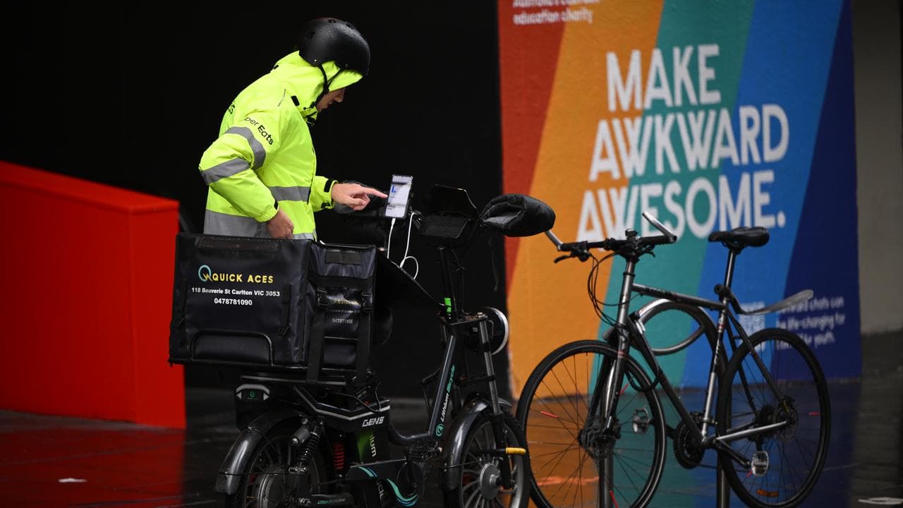 A food delivery worker (file image)