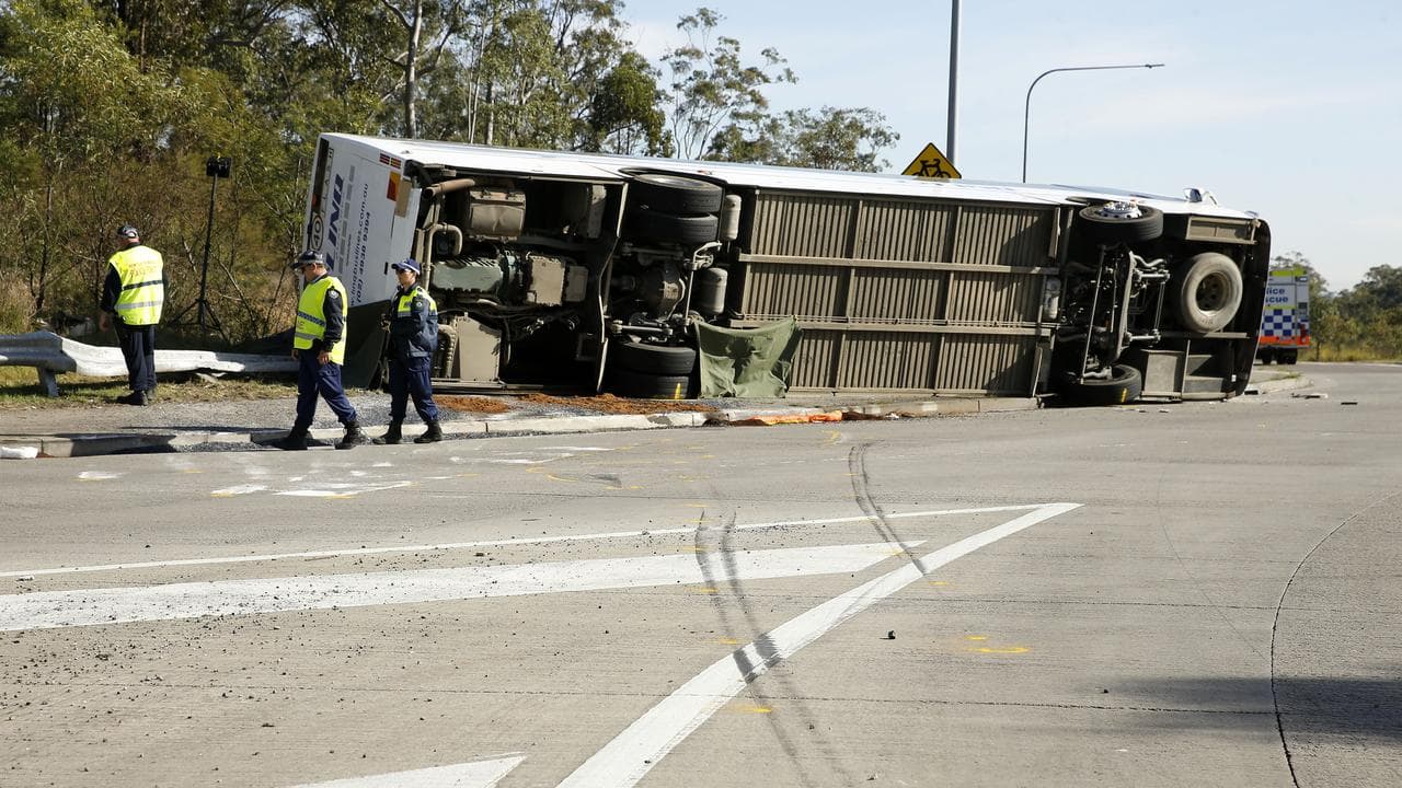 The site where a bus carrying wedding guests crashed, killing 10