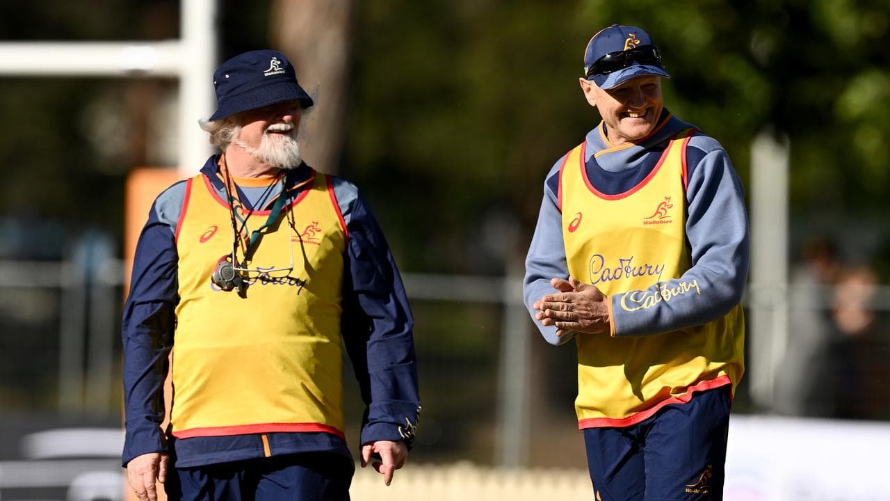 Wallabies assitant coach Laurie Fisher and Joe Schmidt