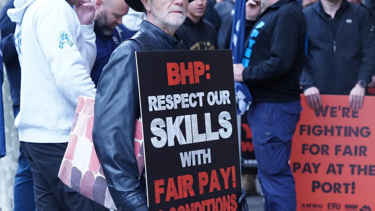 Trade union members rallying