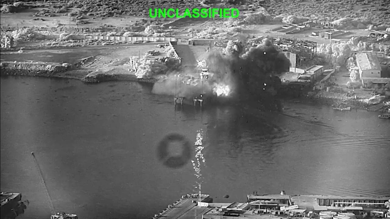 US CENTCOM image of an explosion at Bandar Abbas Naval Base, Iran