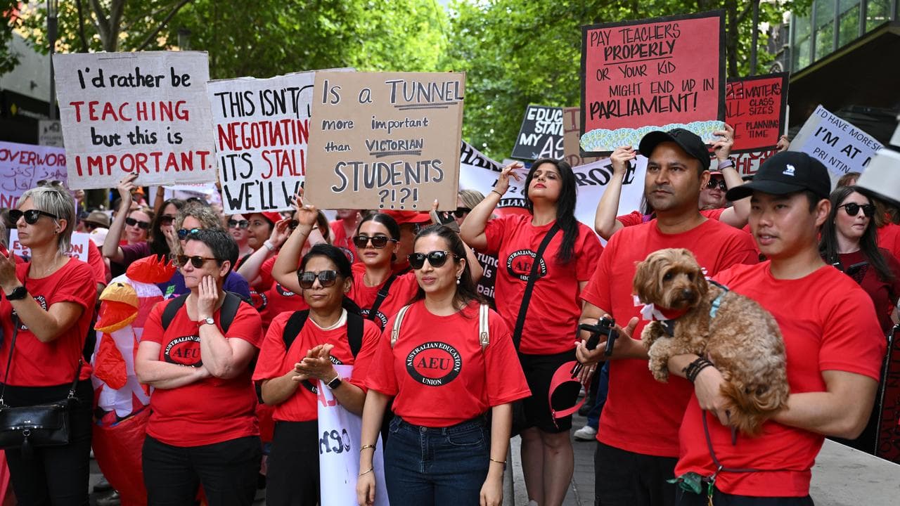 Protesters march during a strike (file image)