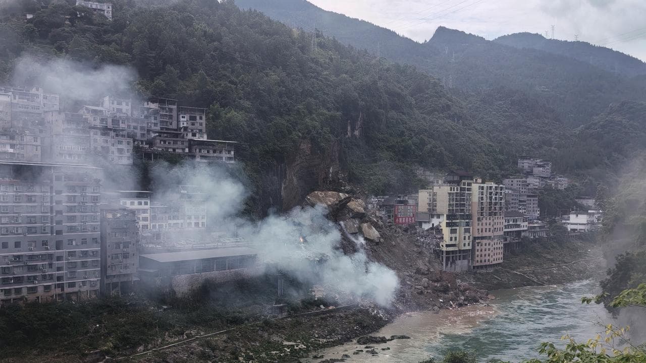 Debris after a landslide in southwestern China's Chongqing