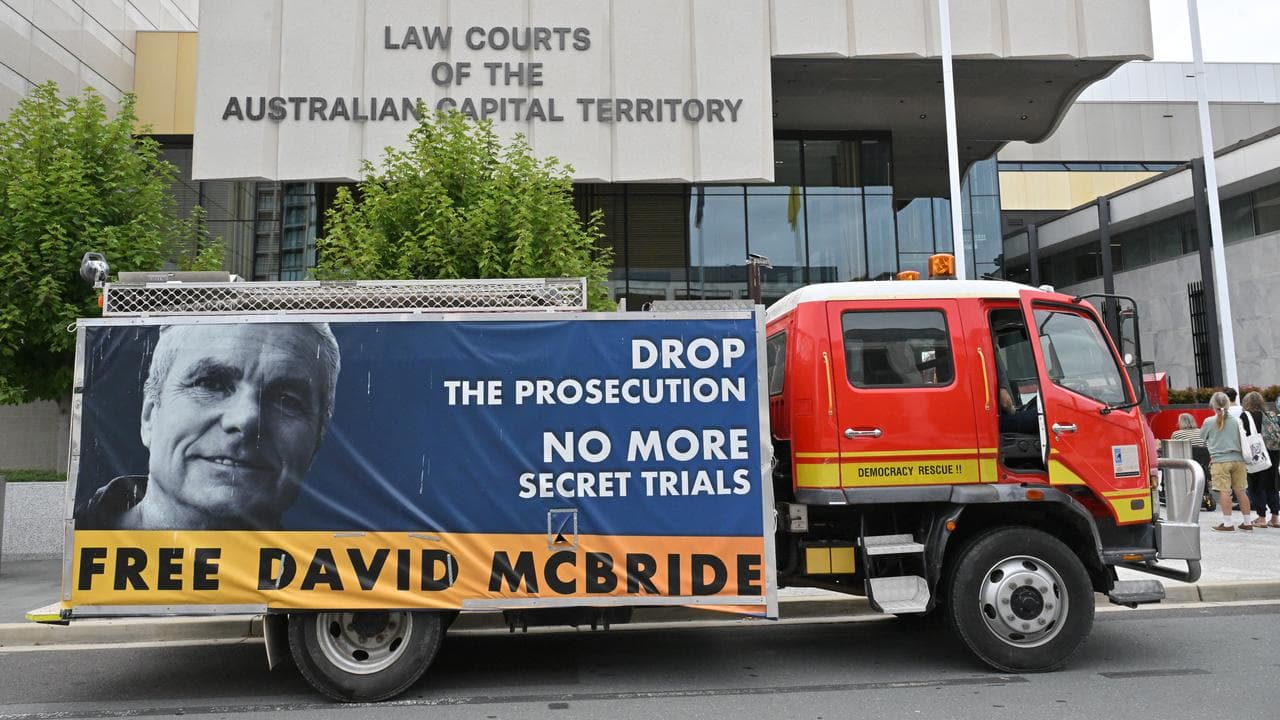 Supporters for David McBride outside court (file image)