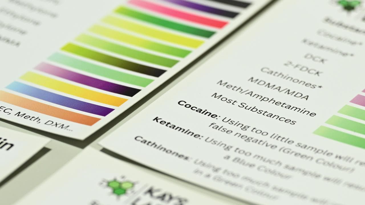 Colour charts used to identify tested drug