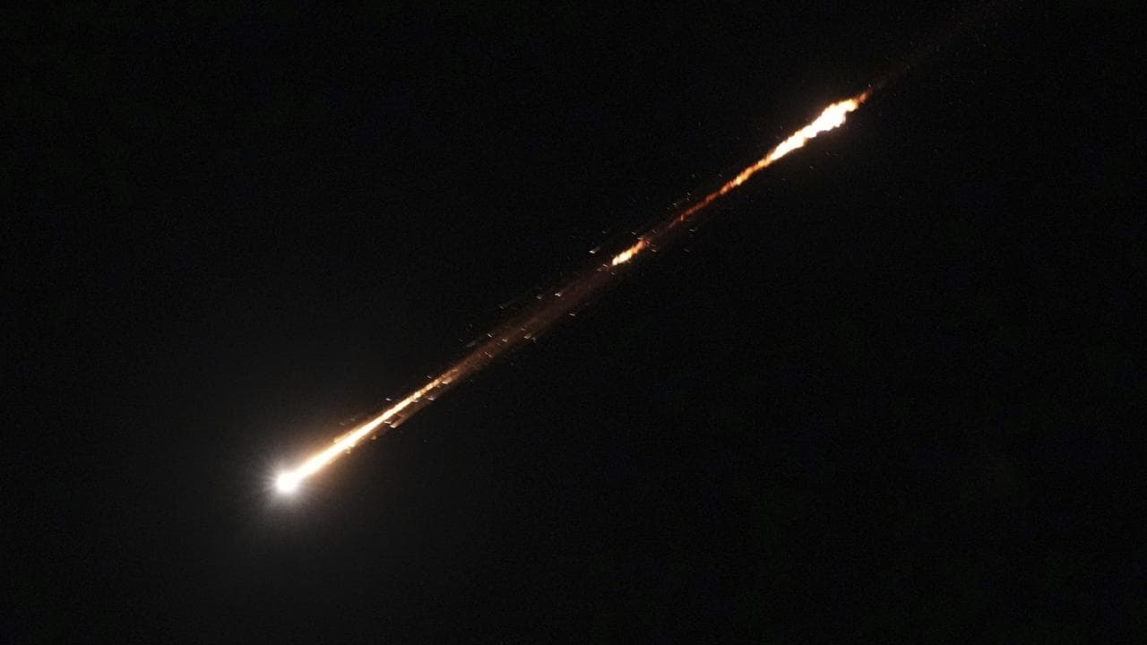 Trail of a projectile from Iran
