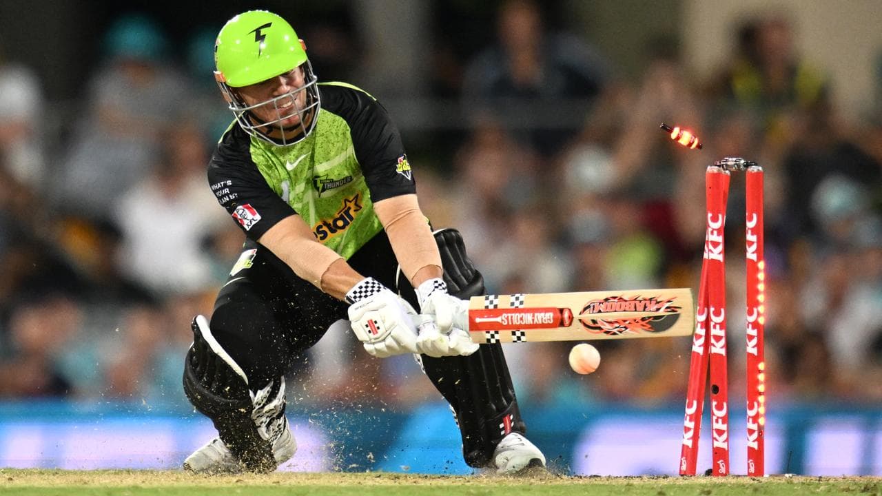 David Warner being bowled