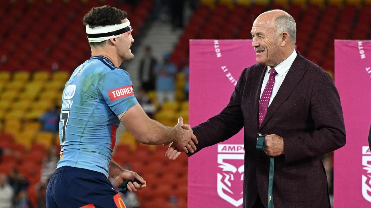(L-R) Nathan Cleary and Wally Lewis.