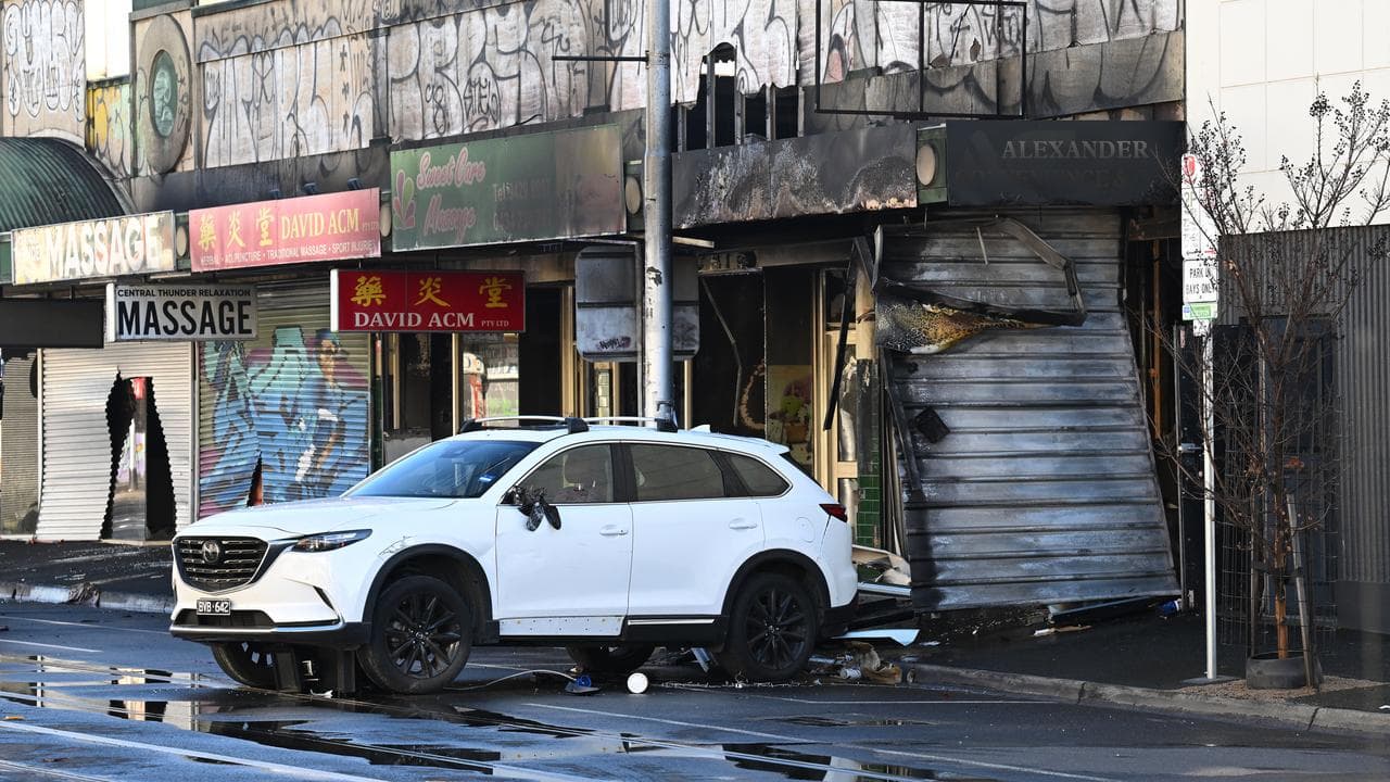 A firebombed shop in Melbourne (file image)