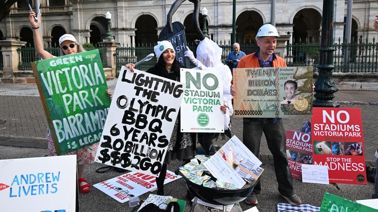 Protesters against the 2032 Brisbane Olympics