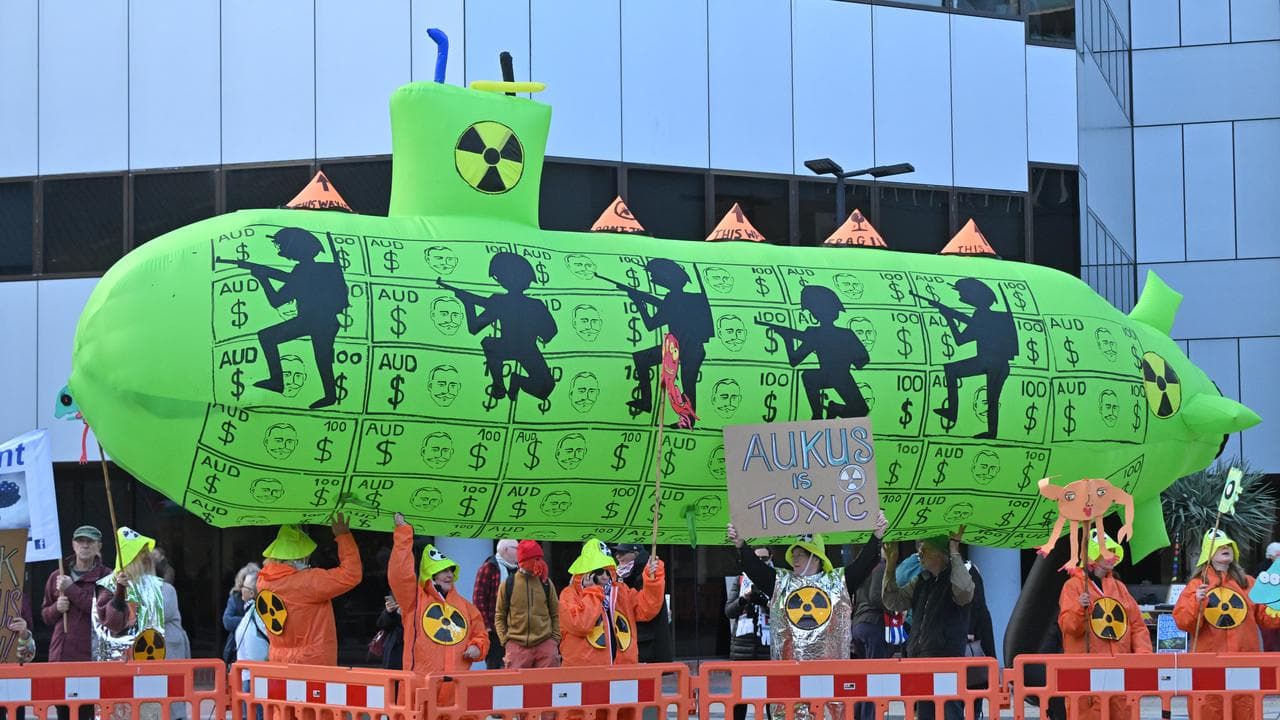 Protesters outside ALP national conference