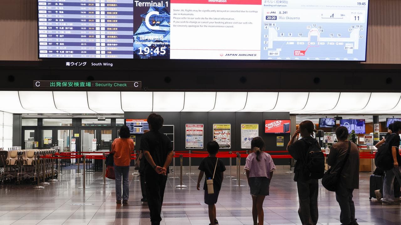 Haneda Airport Terminal 1 following an earthquake in Kumamoto