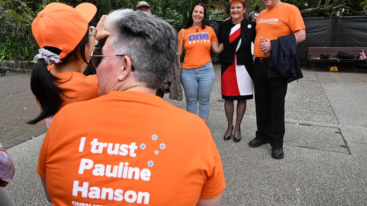 One Nation Party leader Pauline Hanson with supporters